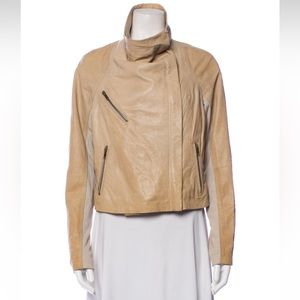 Yigal Azrouël tan cowl neck leather jacket 8